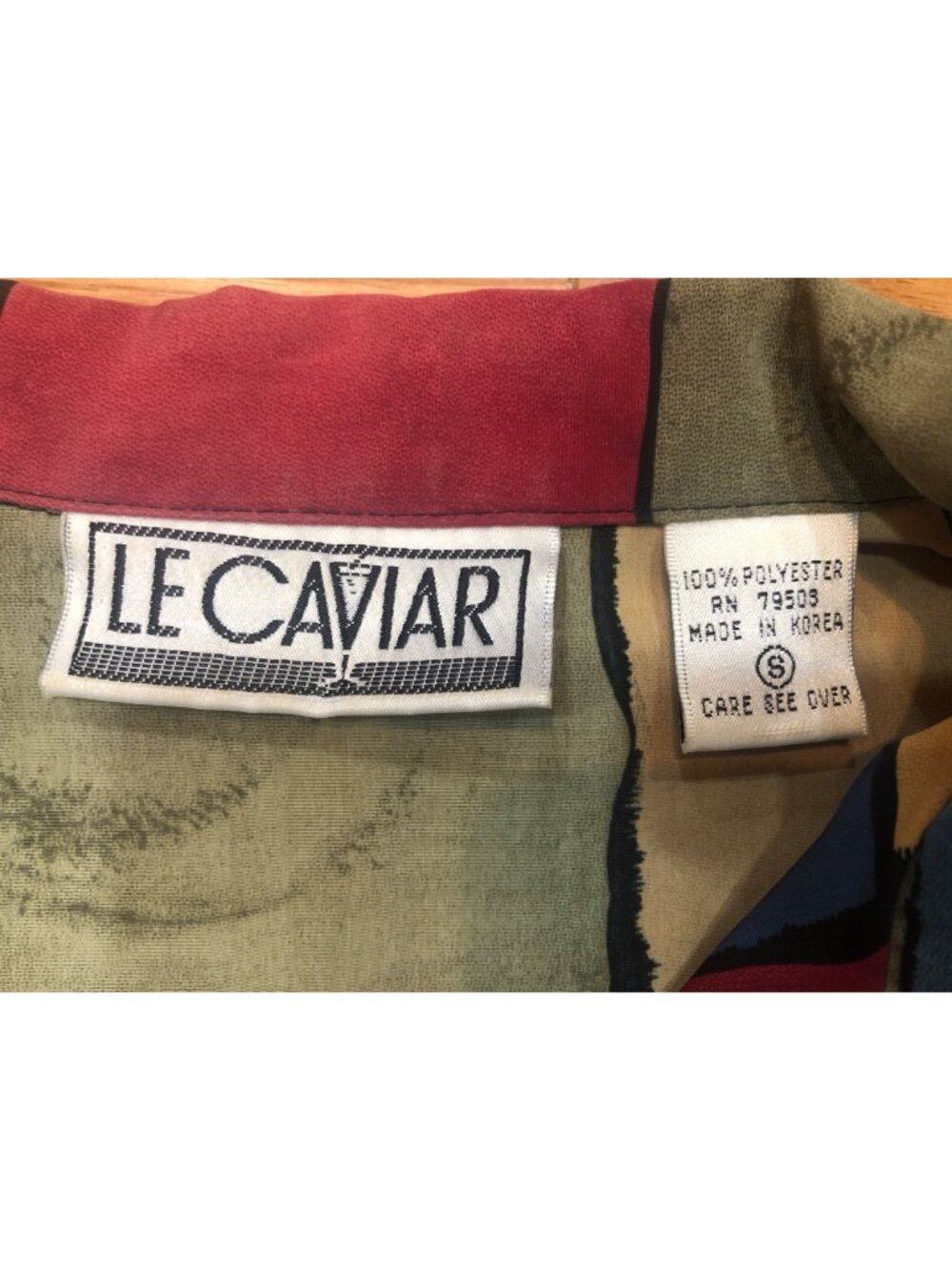 Vintage Le Caviar 80s 90s Abstract Geometric Color Block Blouse Size Small Artsy - Picture 5 of 10